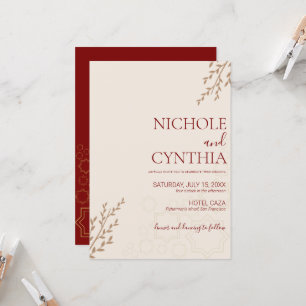 Convites Casamento Boho Moderno Terracota Laranja Queimada