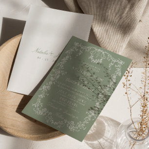 Convites Casamento Boho Monograma Jardim Verde Salvia Flora