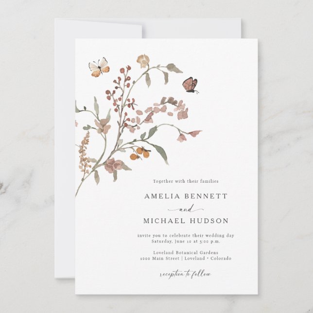 Convites Casamento Boho Neutro (Frente)