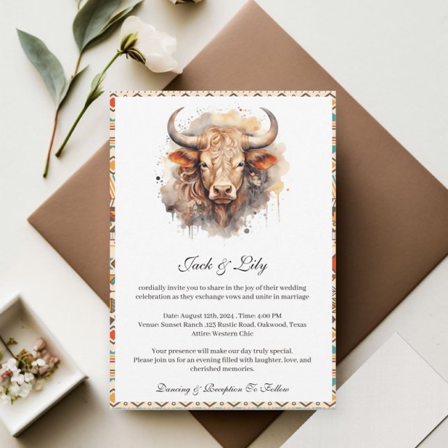 Convites Casamento Boho Ocidental (Criador carregado)