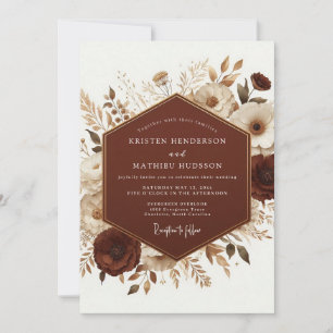 Convites Casamento Boho Outonal em Terracota