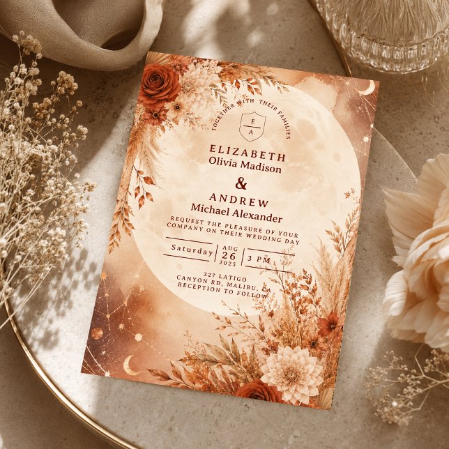 Convites Casamento Boho Outonal Etéreo (Criador carregado)