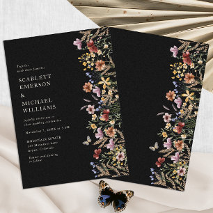 Convites Casamento Boho Preto Moderno