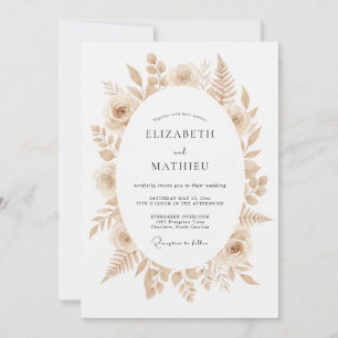 Convites Casamento Boho Refinado Bege
