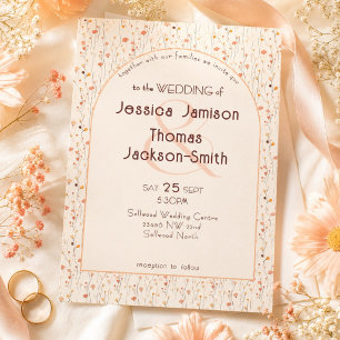 Convites Casamento Boho Romântico com Pêssegos e Creme