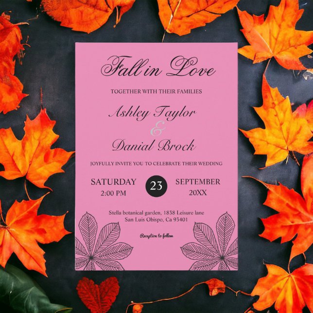 Convites Casamento Boho Simples de Outono com Rosa Enrubesc (Criador carregado)