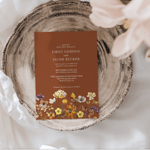 Convites Casamento Boho Terracota Flor Silvestre Caprichosa
