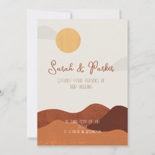 Convites Casamento Boho Terracota Pôr do Sol no Deserto