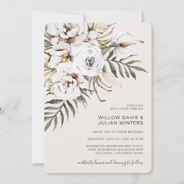 Convites Casamento Boho Tropical (Frente)