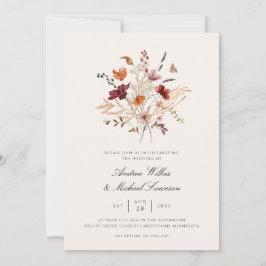 Convites Casamento Boho Vintage Flor Silvestre Outono
