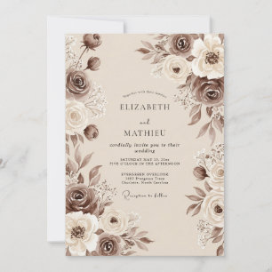 Convites Casamento Boho Vintage Marrom Sépia