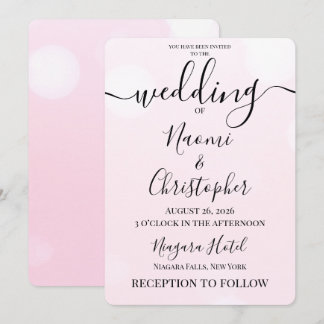 Convites Casamento Bokeh Rosa Suave Personalizado