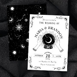 Convites Casamento bola de cristal da lua mágica preta e br