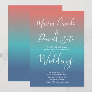 Convites Casamento Bold Gradiente Pôr do Sol Script