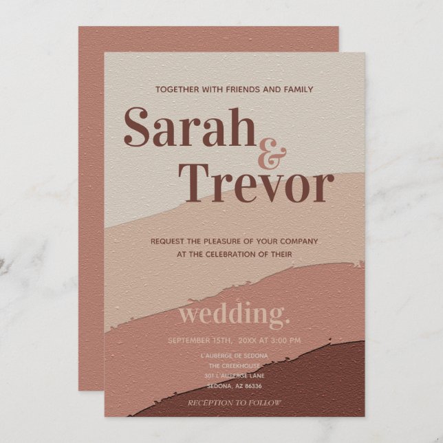 Convites Casamento Bold Typografia Dusty Rosa (Frente/Verso)