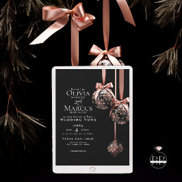 Convites CASAMENTO | Bolhas cor-de-rosa-inverno e Onyx