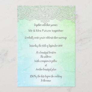 Convites Casamento bonito azul-esverdeado, , elegante