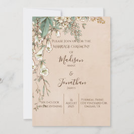 Convites Casamento Bonito com a Manuscrita Romântica Floral