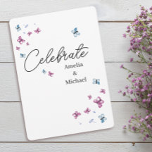 Casamento bonito com Borboleta Azul Cor-de-Rosa
