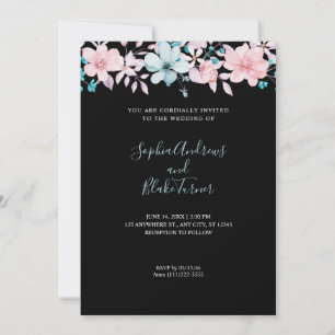 Convites Casamento bonito, cor-de-rosa e azul, preto