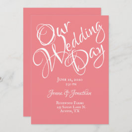 Convites Casamento bonito de Coral Floral Rosa