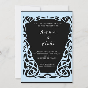 Convites Casamento bonito de Deco de Arte Negra e Azul