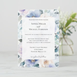 Convites Casamento bonito de Flores Brancas de Lavanda Roxa