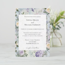 Convites Casamento bonito de Flores Brancas de Lavanda Roxa