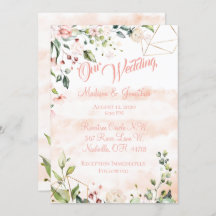 Casamento bonito de Script Floral Rosa