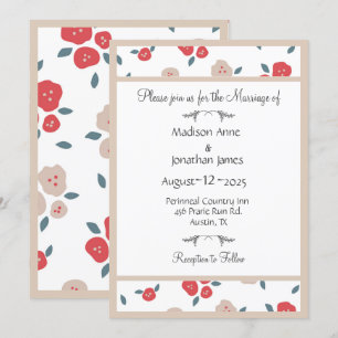 Convites Casamento Bonito Floral Simples
