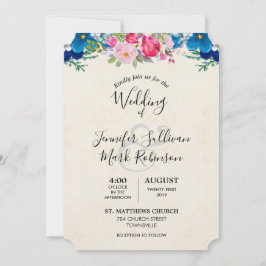 Convites Casamento bonito, rosa e flor azul