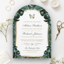 Casamento Borboleta Arco Floral Verde Esmeralda Do