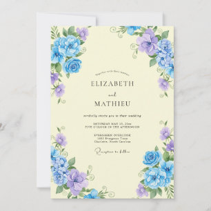 Convites Casamento Borboleta Azul Ranunculus Eucalipto