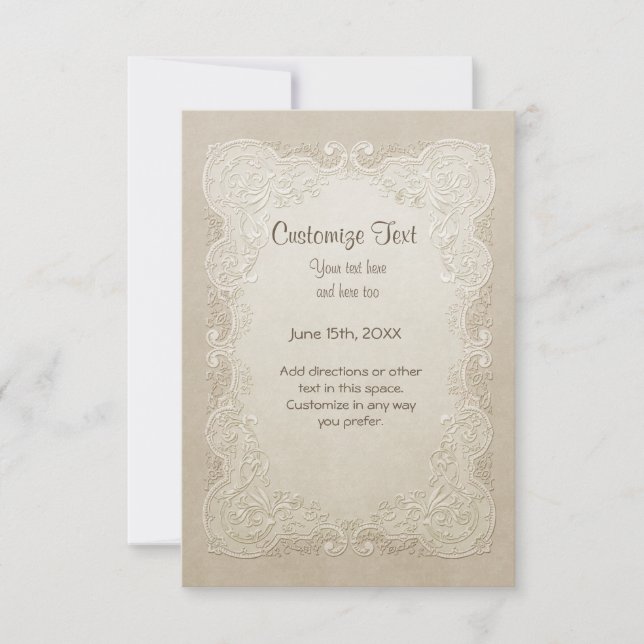 Convites Casamento Borboleta de Renda Floral (Frente)