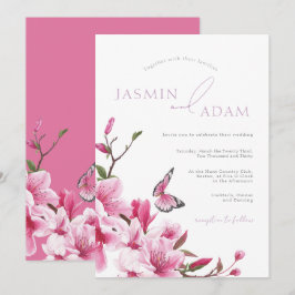 Convites Casamento Borboleta Flor de Romance Rosa