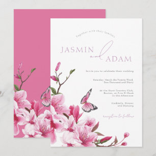 Convites Casamento Borboleta Flor de Romance Rosa