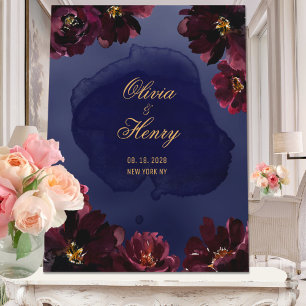 Convites Casamento Bordeaux Navy Save The Date
