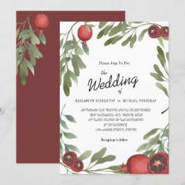 Convites Casamento Borgonha Pomegranatos Folhas Botânicas