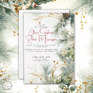 Convites Casamento Botânica da Aquarela de inverno