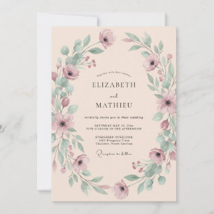 Convites Casamento Botânico Aéreo Rosa