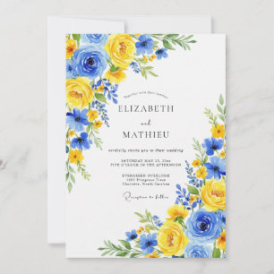 Convites Casamento Botânico Alegre Azul Centáurea