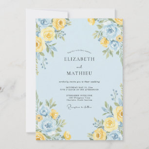 Convites Casamento Botânico Alegre Azul Claro