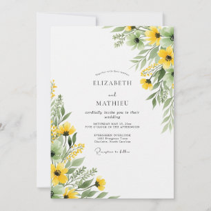 Convites Casamento Botânico Alegre de Verão Amarelo