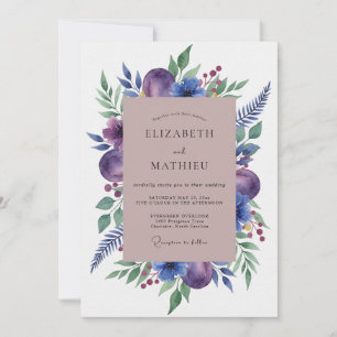 Convites Casamento Botânico Aquarela de Ameixa