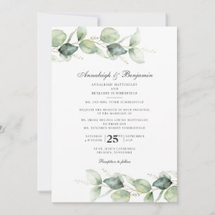 Convites Casamento Botânico Aquarela de Eucalipto