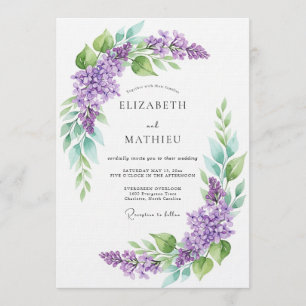 Convites Casamento Botânico Aquarela Lavanda