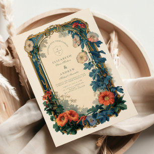 Convites Casamento Botânico Art Nouveau – Moldura Elegante