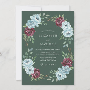 Convites Casamento Botânico Artístico Verde Floresta