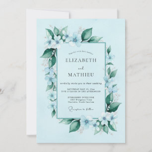 Convites Casamento Botânico Azul Celeste Imaculado