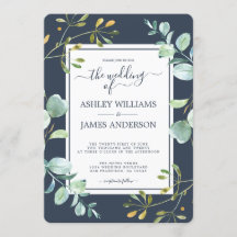 Casamento Botânico Azul-Marinho Eucalyptus Verde